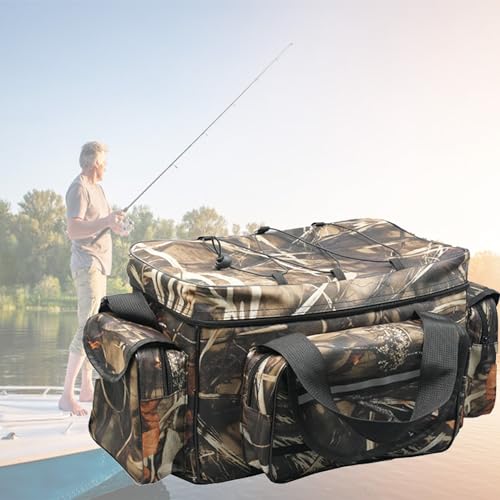YUEMING Fishing Bag, Single Shoulder Sea Fishing Tackle Bags Tackle Storage Backpack for Carp Fishing, Camouflage Outdoor Carryall Bag Hiking Travel Pack, 50*30*25CM - Image 4