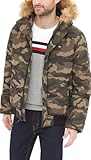 Tommy Hilfiger Men's Quilted Arctic Cloth Snorkel Bomber Jacket with Removable Hood (Standard and Big & Tall), Camouflage, Medium