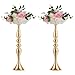 Nuptio 2 Pcs Versatile Metal Flower Arrangement, Candle Holder Stand Set Candlelabra for Wedding Party Dinner Centerpiece Event Road Lead Restaurant Hotel Decoration (Gold, 19.7" H)