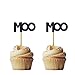 Morndew 24 PCS Moo Cake Topper Cows Cupcake Toppers for Farm Theme Party Kids Girls Birthday party Baby Shower Decorations