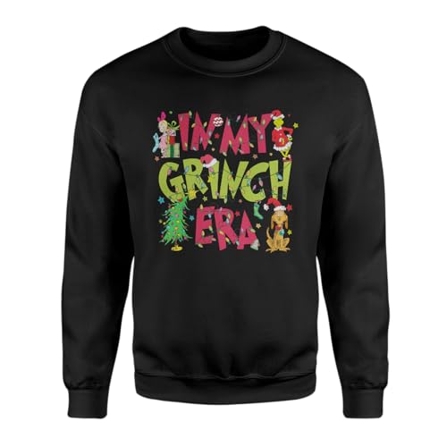 Willow Gifts In My Grinchmas Era Pullover Jumper Sweatshirt - Christmas Festive Xmas Movie Celebration Present Gift (2XL, Black)