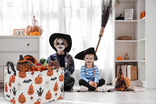 Image of Essme Rectangular Halloween Basket,Kids Basket Empty with Handles,Cute Baskets for kids Room Decor,Boys and Girls, Candy Bins.( Castle Halloween).
