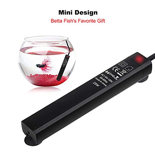Zeetoon 25W Aquarium Heater, Automatic Thermostat Betta Fish Tank Heaters, Tortoise Small Water Warmer For 2-5 Gallon Container With 1 Stick-On Thermometer Strip #TOP4