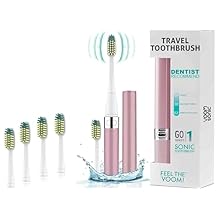 Voom Sonic Go 1 Series Travel Electric Toothbrush + 4PK Brush Heads, Travel Toothbrushes - Battery Operated Toothbrush for Adults & Kids, Dentist Recommended Toothbrush, Portable with 2 Minute Timer