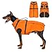 OneTigris Hundejacke, Wasserdichter Winterweste Jacken Hundemantel Mit Bediengriff, Bequeme Ausscheidung, Reißverschluss und Elastisches Design, Einfaches An-und Ausziehen, Reflektierend,M,Orange