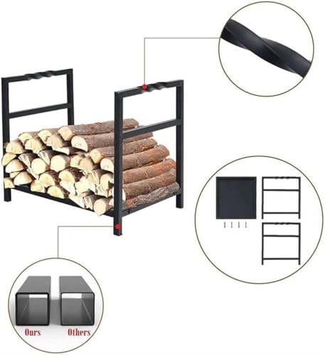 Support à bois en fer forgé noir, range-bûches intérieur extérieur - 5