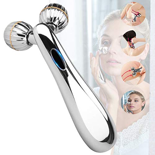 Preisvergleich Produktbild Powcan 3D Gesicht Roller Massage Gesichtslifting Massager Gesichtsroller mit Mikrostrom für Gesichtsmassage, Hautstraffung, Doppelkinn Entfernen - Massagegerät Massageroller für Gesicht, Körper