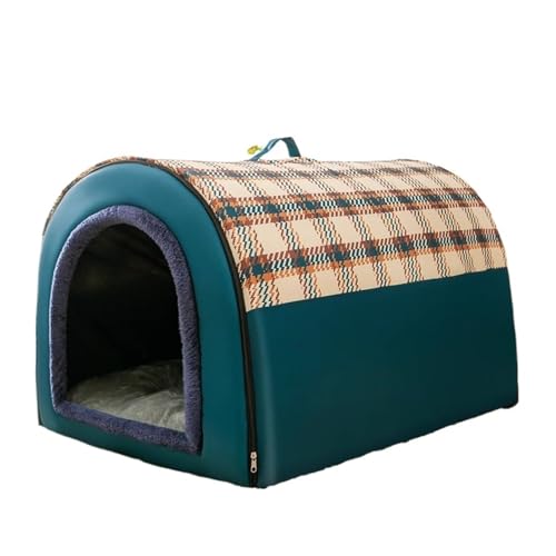 MUSM 2025 Four-Seasons Dog House - Winter Warm Kennel with Removable Roof, & Insulated Outdoor Shelter for Golden Retrievers and Dogs(C-Plaid Green,75x50x50cm)