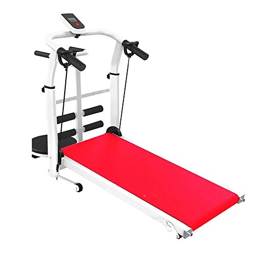 Image of Recovery Fitness Walking Treadmill with Full Length Hand Rails Deck Cushions and Heart Rate Monitoring Folding Running Jogging Walking Treadmill (Red)