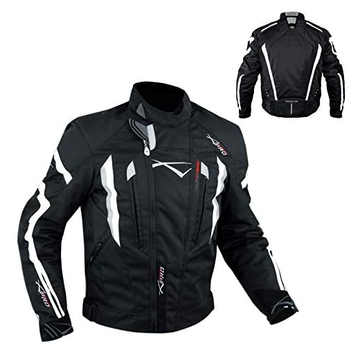 A-Pro Giacca Cordura Moto Tessuto Impermeabile Sport Touring Sfoderabile Bianco L