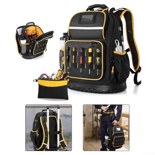 MeevrgR Oxford Cloth Tool Backpack Featuring Hard Bottom Design, Spacious Pockets for Tools and Laptop Protection - Image 2