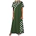Produktbild KIMODO Maxikleider Freizeitkleid Kleid Damen Lang Kurzarm Boho Vintage Baggy Tupfenmuster Tunika Übergröße Rundhalskleid Sommerkleid Strandkleider (A-Grün, 3XL)