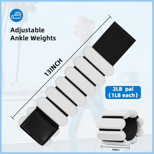 Image of Ankle Weights for Women and Men, Adjustable Wrist Weighted Training Bracelet for Home Gym Workout, Strength Training Walkin Running, Foot weights for exercise,2pc on Set