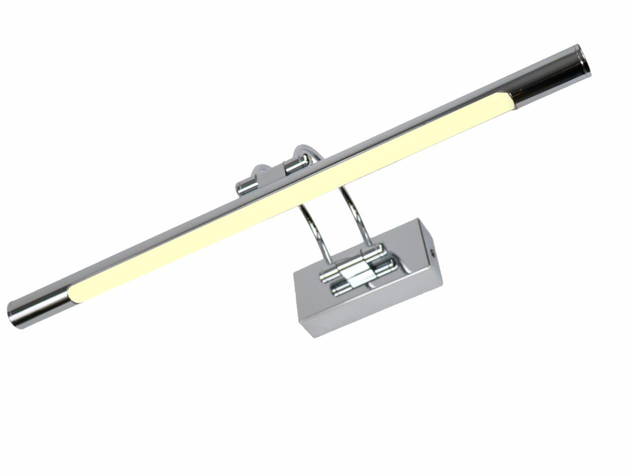 Aplique LED de pared para iluminar cuadros, espejos, murales, etc, led 9W estilo tradicional y elegante, luz cálida 3000K, Cromo Brillante, articulado y giratorio. 50cm