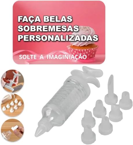 Kit Decorador de Bolos com 8 Bicos de Plástico Reutilizáveis Versátil Completo para Confeitaria e De