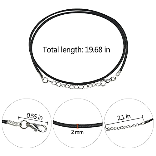 50 Pcs Black Waxed Necklace Cord 2Mm Waxed Leather Cord Rope With A Lobster Claw Clasp Necklace Cord Bulk For Jewelry Making Bracelet Chain Necklaces String Jewelry Diy Accessories #TOP5