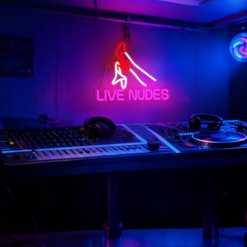Image of Live Nudes Neon Sign for Wall Decor, Sexy Lady Legs LED Neon Light | Sexy Neon Sign for Man Cave, Bar, Club, Game Room, Garage, Bedroom Decor, Bachelor Party, USB Powered
