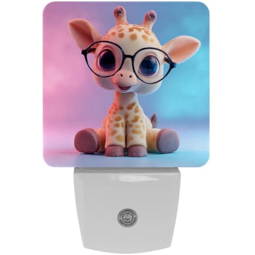 Image of NEWzone Cartoon Giraffe Night Light [2 Pack], Plug in Wall Led Night Lights Decor for Boys Girls Room, Dusk to Dawn Sensor Wall Lamp for Stairway /Bedroom /Kitchen /Nursery Room