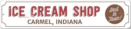 Ice Cream Shop Location Sign, Personalized Best In Town Metal Wall Decor