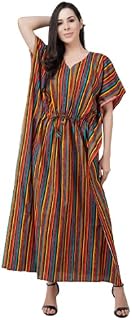 VALENCIA SLEEPWEAR Premium Women Embroidery Night Gown Lizzybizzy Cotton Kaftan Nighty Maxi Nightdress (Yellow, Sky Blue) Price In India