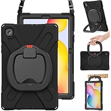 BRAECN Case for Galaxy Tab S6 Lite 2024/2022/2020,Heavy Duty Rugged Silicone Case with Hand Grip, Shoulder Strap, Kickstand, S Pen Holder for Samsung Tab S6 Lite 10.4 Inch SM-P620/P610 SM-P615, Black