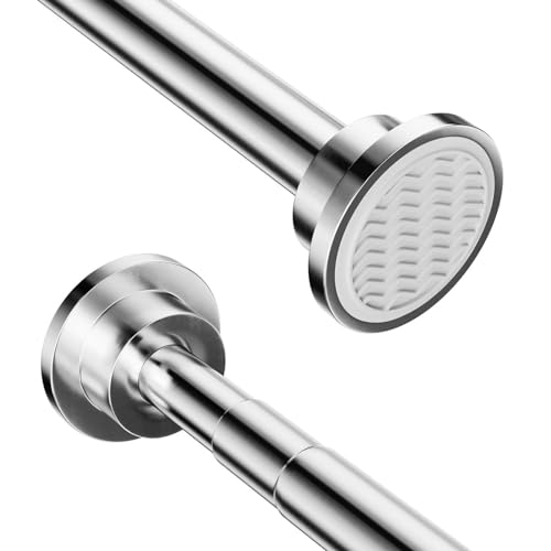 Jadeshay Barra para Armario Extensible, 40-55cm Riel tubo para Ropa Ajustable de Acero Inoxidable con Base Redonda para Armario de Dormitorio Ventana de Balcón