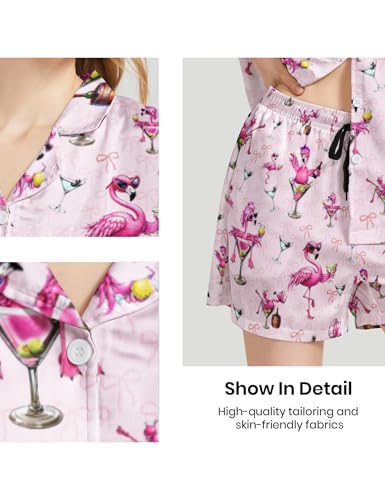 Image of Women's Pajama Sets Funny Pajamas for Women Set Comfortable 2 Piece Button Down Tops & Shorts Sleepwear Short Sleeve