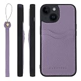 HANATORA for iPhone 14 ケース 本革 耐衝撃 バンパー型 スマホケース スマホ ストラップ 付き シュリンクレザー ギフト パープル CPGGZ-14-Purple