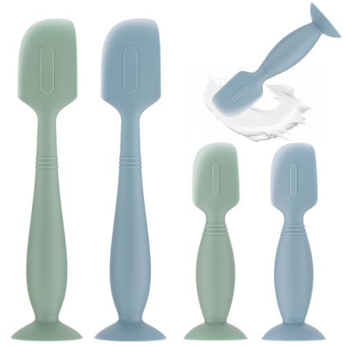 Image of Baby Diaper Cream Spatula,4 Pack Silicone Diaper Cream Applicator Baby Butt Paste Spatula Diaper Cream Brush for Newborn Baby, 2 x Large Size, 2 x Small Size (Green+Blue)