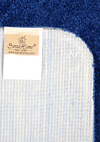 Saral Home Microfiber Solid Rectangle Anti-Skid Bath Mats | Soft & Super Absorbent Mats for Shower | Washable, Non-Slip & Quick-Drying Mats for Kitchen Bathroom | Set of 2 (Blue, 35X50 CM) 5 41fRLuSWVML