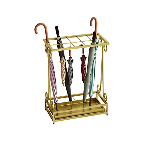 Porte-parapluie métallique avec crochets pour petits modèles et bac de récupération d'eau