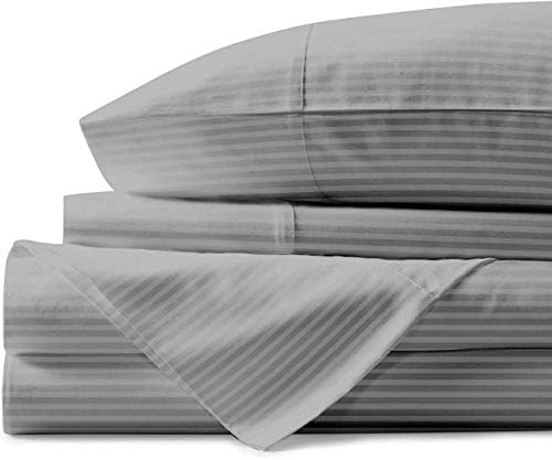 Mayfair Linen 800 Thread Count 100% Pure Cotton Sheets - Luxury Egyptian Quality Silver King Size Bed Sheet Set, Long Staple Cotton, Sateen Weave for Soft Feel, Fits Mattress Upto 18'' DEEP Pocket