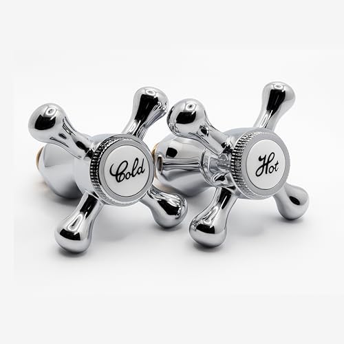 Rubinetti di ricambio in stile vittoriano per rubinetti caldi e freddi – set di conversione indice classico tradizionale per lavandini da bagno e lavello da cucina