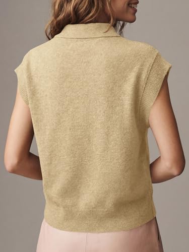 Image of Saodimallsu Womens Cap Short Sleeve Sweater Top Summer Polo Shirts Button Collared Knit Business Casual Pullover Sweater