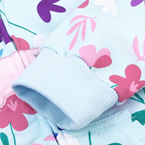 Popshion FBAB030170454 Toddler Girl Unicorn Jacket Zip Up Floral Hoodie Sweatshirt Baby Winter Hooded Coat Kids Outwear Fall Outerwear Blue Hoodies 4T /110 thumb #3