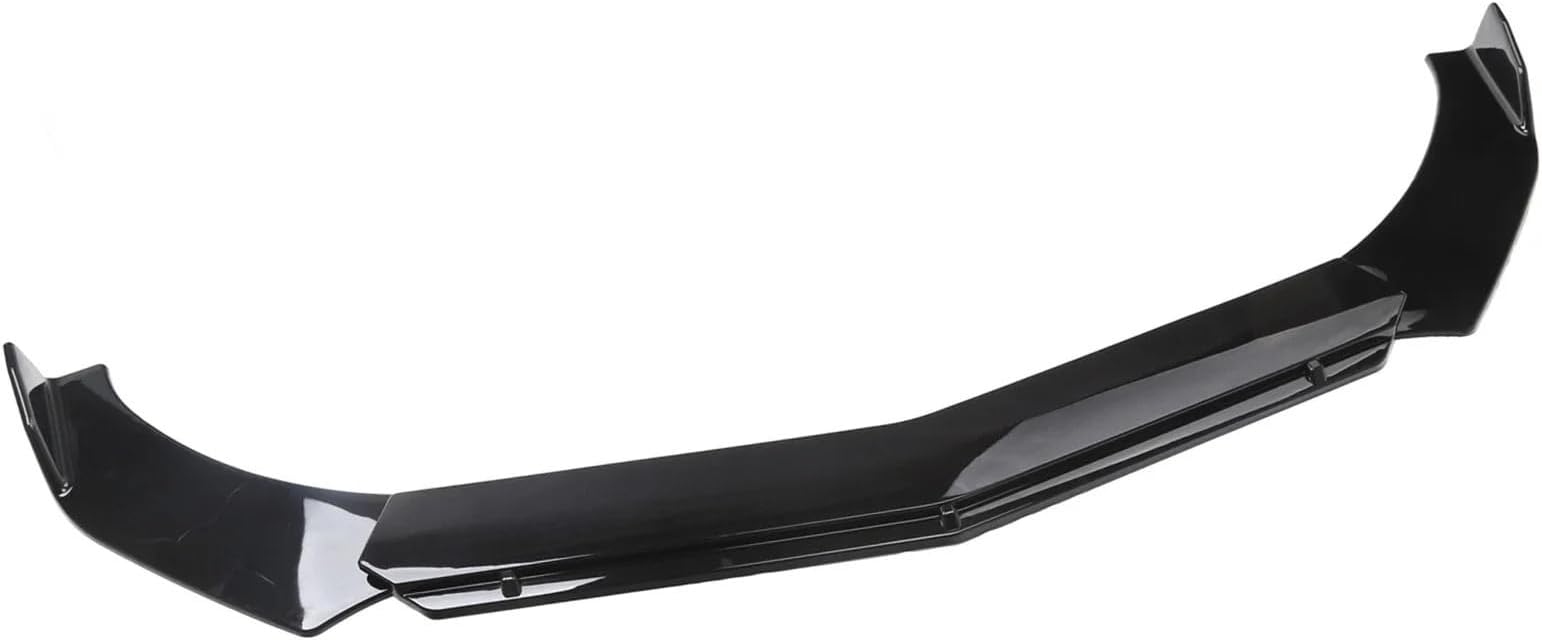 Front Bumper Lip Spoiler with Support Rods, Protective Extension & Stabilizer for Hatchback and Sedan Vehicles(Gloss Black Bumper)