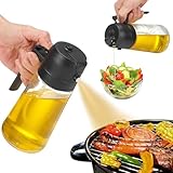 Dispensador de cocina 2 en 1 de 470 ml para cocinar, pulverizador de aceitunas para freidora de aire, barbacoa, hornear, ensalada, botella de spray ajustable sin aerosol
