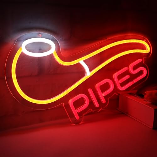 Image of Smoke Shop Neon Sign for Smoke Shop or Store Advertising,Man Cave Light,Home Bar or Garage Decor,Vibes Light for Pub,Smoking Lounge.Red and Orange.