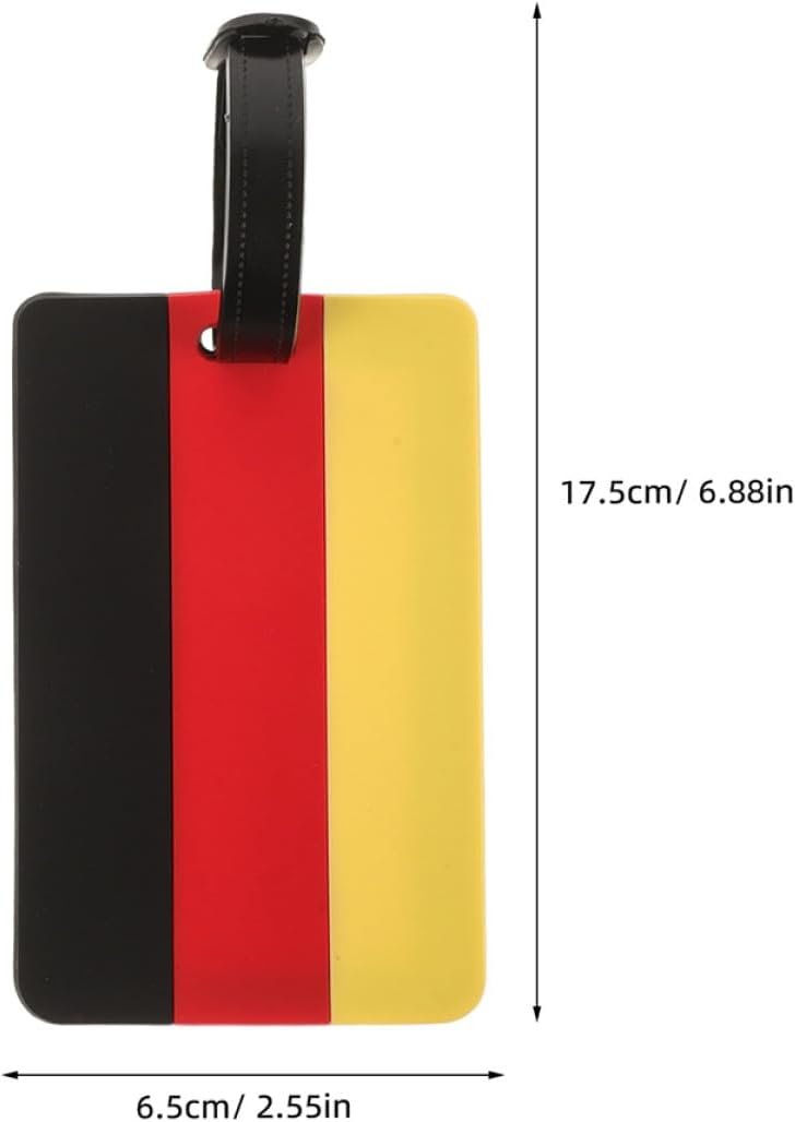 Angoily German Flag Luggage Tag with Id Card Buckle, 3D Travel Suitcase Identifier for Checked Bags, Sturdy PVC Material, Suitable for Business and Leisure Travel