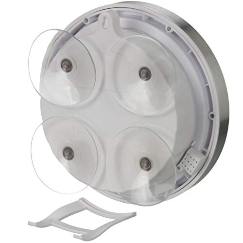 Bresser 8020116 Wanduhr Mytime Thermo-/Hygro Funk Baduhr mit Thermometer und Hygrometer inklusive 4 Starker Saugnäpfe zum Aufhängen oder Aufstellen, Grau , 17cm