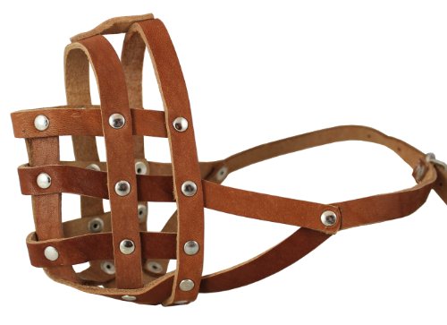 Real Leather Dog Basket Dog Dog Muzzle #110 Brown - Bulldog (Circumference 13.7", Snout Length 2.75") #TOP23
