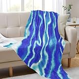 pnyoin Glow in The Dark Blanket Wavy Tie Dye Stripe Linen Throw Blanket All Seasons Ultra Soft Luminous Blanket for Bedroom Couch Decor 55'x70'