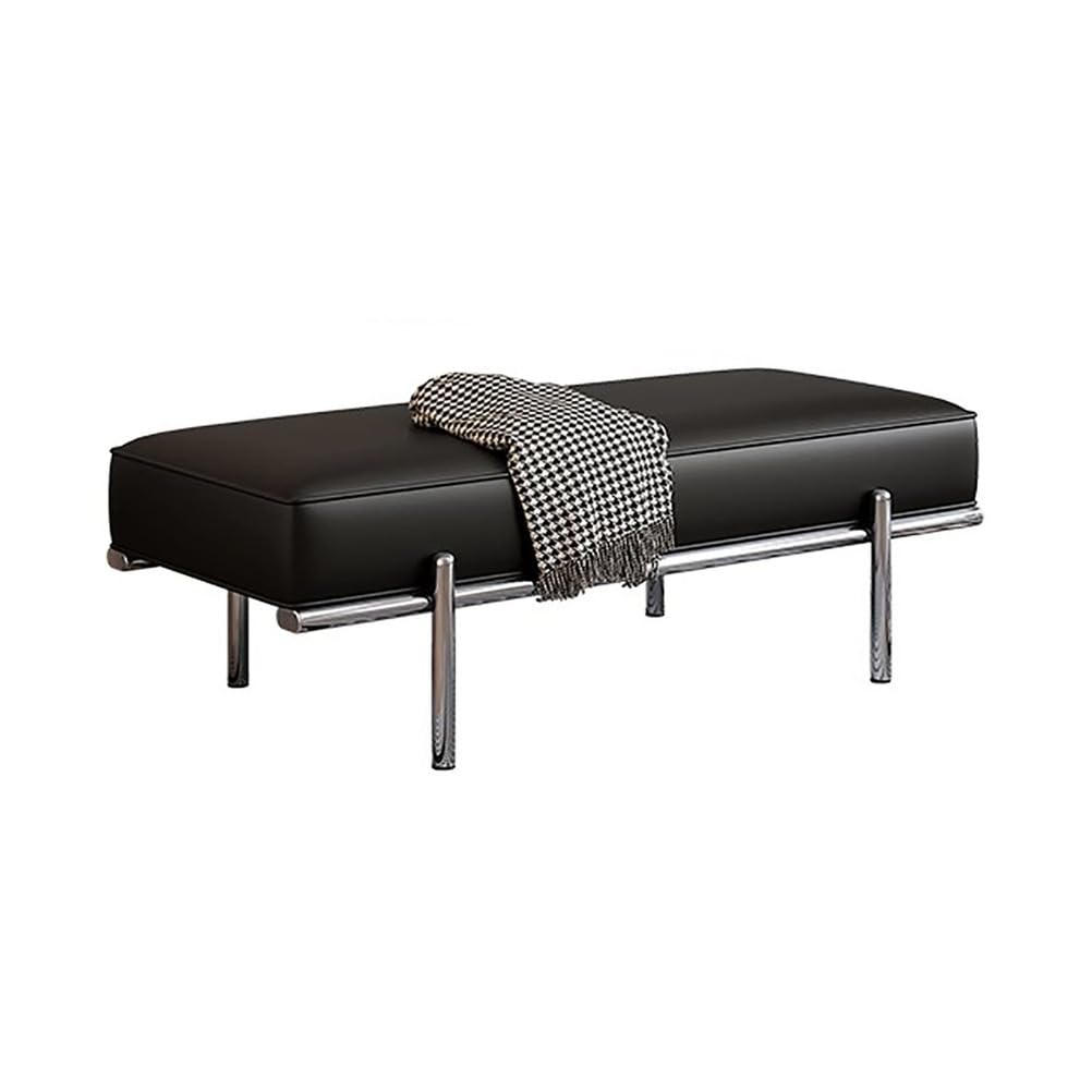 Pouf ottoman cuir repose-pieds et banc à chaussures 70x45x40 cm