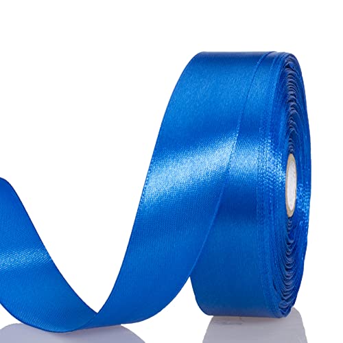 YASEO 1 Inch Royal Blue Solid Satin Ribbon, 50 Yards Craft Fabric Ribbon for Gift Wrapping Floral Bouquets Wedding Party Decoration