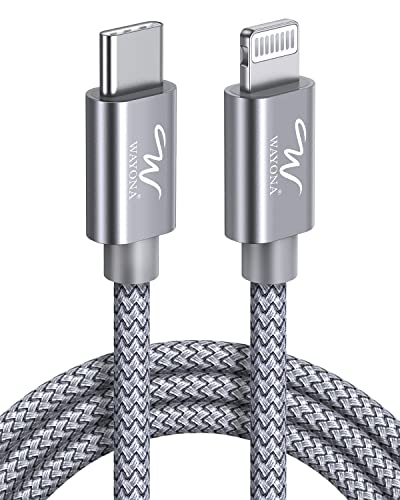 Wayona Type C to Lightning MFI Certified 20W Fast charging Nylon Braided USB C Cable for iPhone 14,14 Pro,14 Pro Max,14 Plus,13,13 Pro,13 Pro Max,13 Mini,12,12 Pro,11,11 Pro Max,12 Mini,X,8 (2M,Grey)