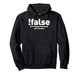 !false It's Funny Because It's True IT Computer Programming Pullover Hoodie