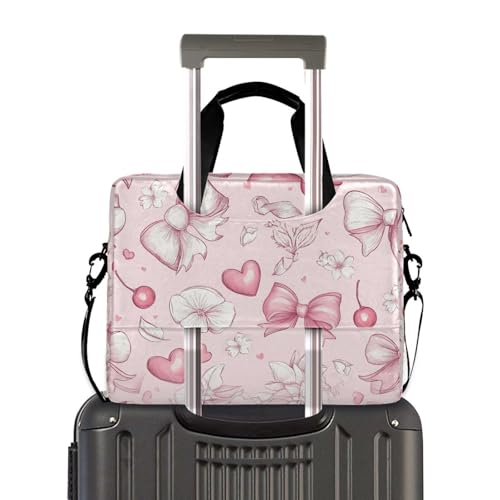 Bolsa maletín para laptop con patrón Cherry Bow rosa, 13-15.6 pulg miniatura 4