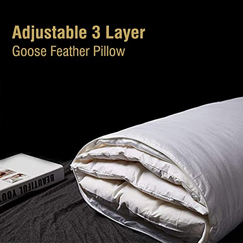 Aikoful Premium Adjustable Queen Size Goose Feather Pillow With 100% Cotton Cover (Queen Size) #TOP3