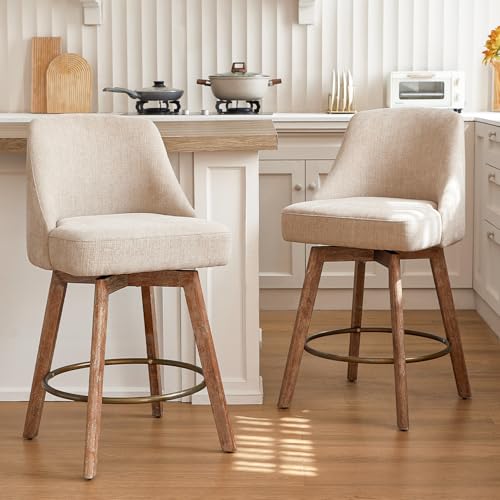 Finekoze Counter Height Bar Stools,Sand-Colored Linen...
