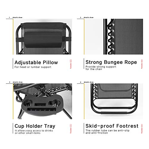 Flamaker Zero Gravity Chairs Outdoor Folding Recliners Adjustable Lawn Patio Lounge Chair With Side Table And Cup Holders For Poolside, Yard And Camping (Black) #TOP2